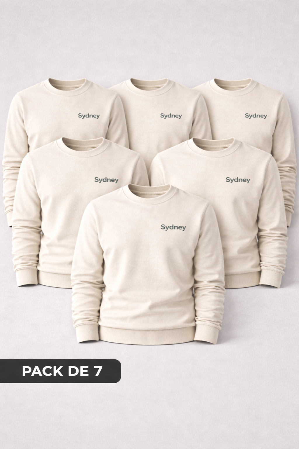 Pack de 7 Sweats col rond UNISEXE - Coton Bio