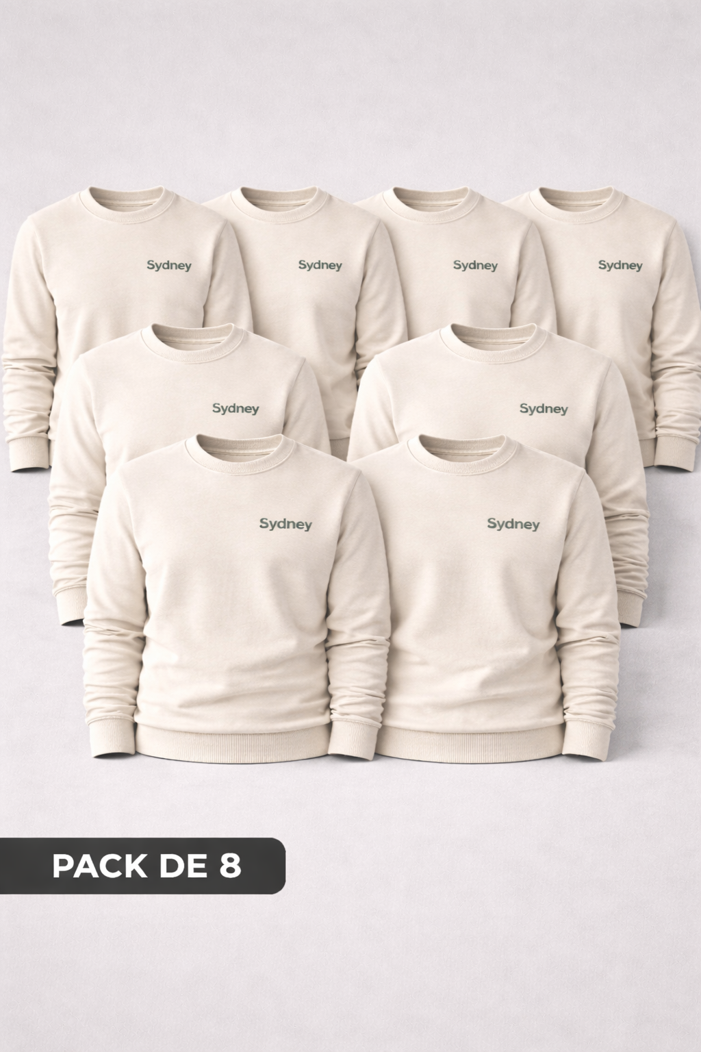Pack de 8 Sweats col rond UNISEXE - Coton Bio