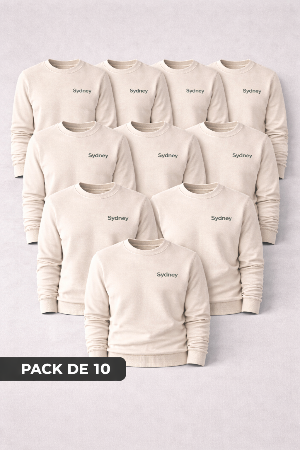 Pack de 10 Sweats col rond UNISEXE - Coton Bio