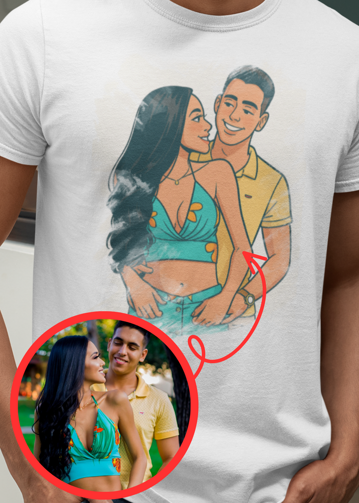 T-shirt Homme - portrait en comics personnalisé