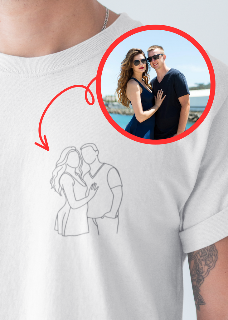 T-shirt Unique Homme – Portrait Minimaliste Style Sketch