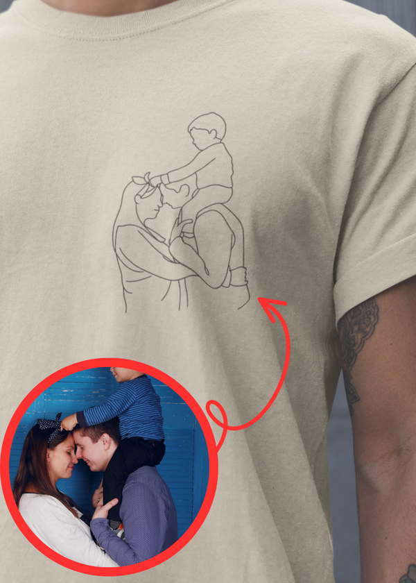 T-shirt Unique Homme – Portrait Minimaliste Style Sketch
