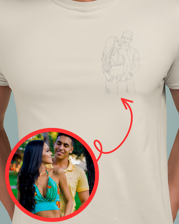 T-Shirt Homme dessiné one line art personnalisé