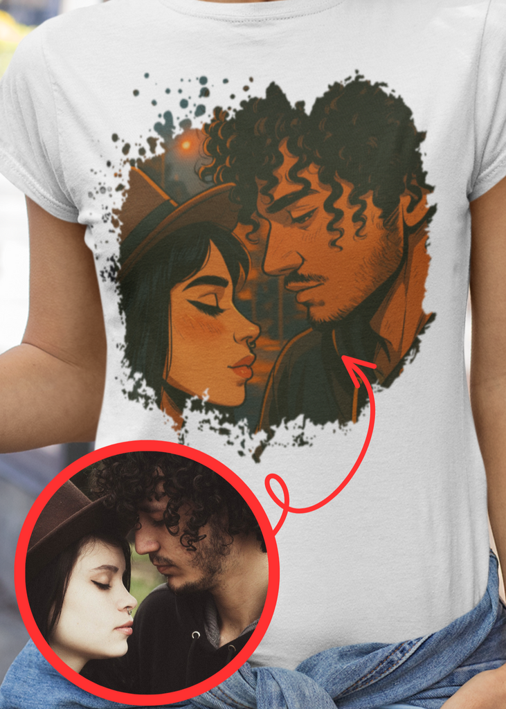 T-shirt Femme - portrait en comics personnalisé