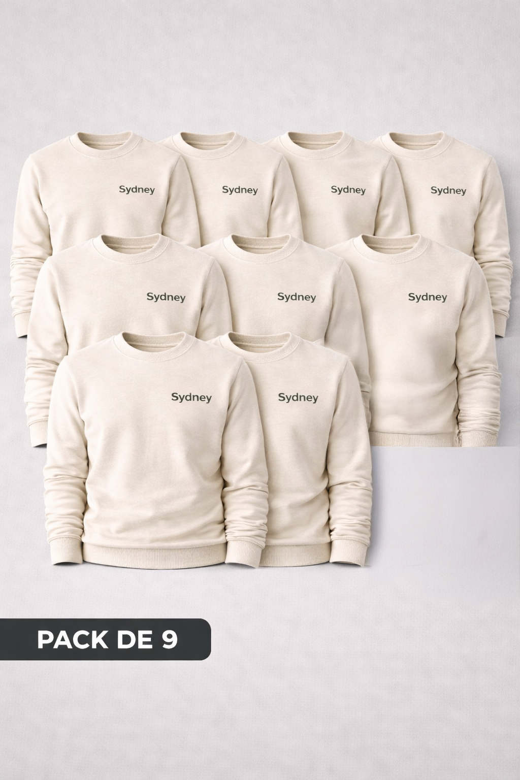 Pack de 9 Sweats col rond UNISEXE - Coton Bio